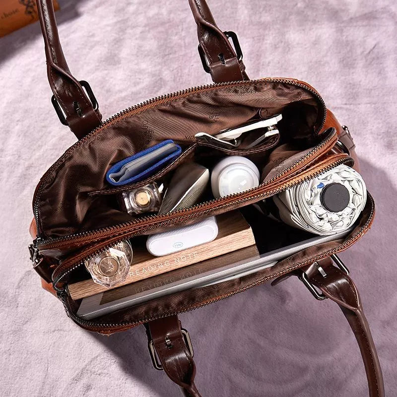 Silke leather crossbody bag, worn